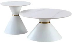 Couchtisch C222W-Twin weiß gold B/H: ca. 80x40 cm