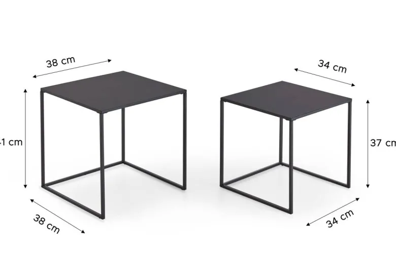 Couchtisch 2er Set schwarz B/H/T: ca. 38x41x38 cm