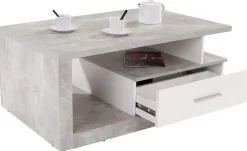 Couchtisch Iguan Beton Optik weiß Nachbildung B/H/T: ca. 110x45x67 cm