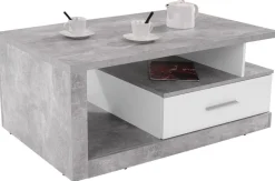 Couchtisch Iguan Beton Optik weiß Nachbildung B/H/T: ca. 110x45x67 cm