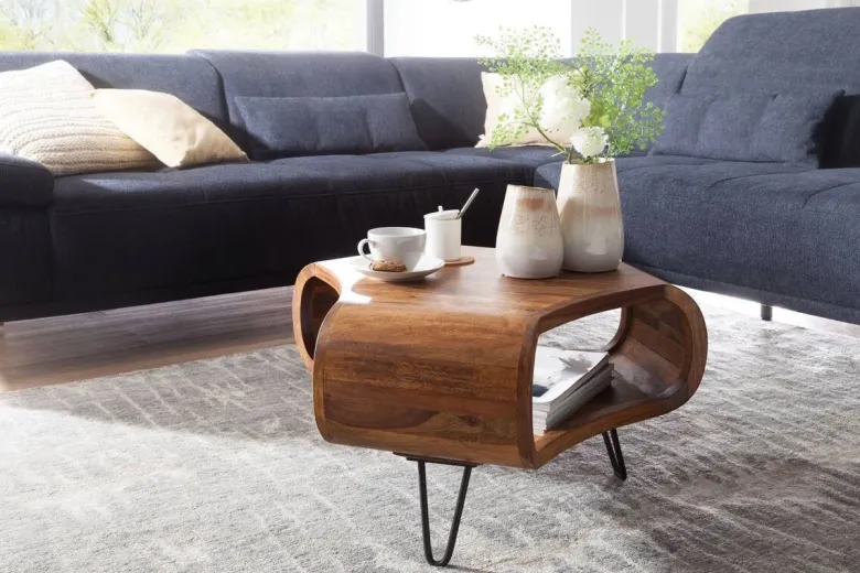 Couchtisch natur schwarz B/H/T: ca. 55x38x55 cm