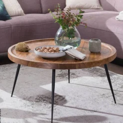 Couchtisch natur schwarz lackiert B/H/T: ca. 75x39x75 cm