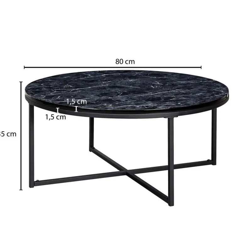 Couchtisch schwarz Marmor Optik schwarz B/H/T: ca. 80x35x80 cm