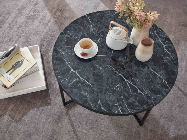 Couchtisch schwarz Marmor Optik schwarz B/H/T: ca. 80x35x80 cm
