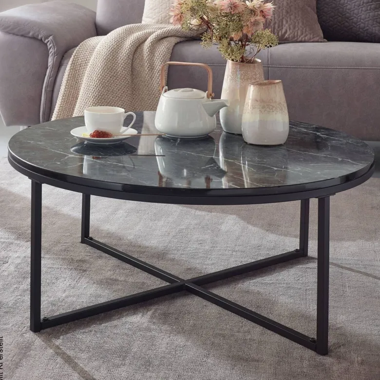 Couchtisch schwarz Marmor Optik schwarz B/H/T: ca. 80x35x80 cm