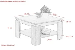 Couchtisch Tim III weiß anthrazit B/H/T: ca. 68x41x68 cm