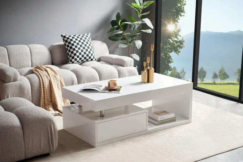 Couchtisch Vega weiß Hochglanz B/H/T: ca. 110x42x60 cm