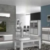 Couchtisch weiß Hochglanz Eiche Nelson Nachbildung B/H/T: ca. 110x45x60 cm