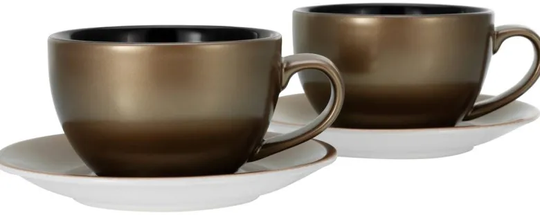 CreaTable Cappucinotassenset Golden Days gold Steinzeug 4 tlg.