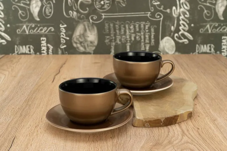 CreaTable Cappucinotassenset Golden Days gold Steinzeug 4 tlg.