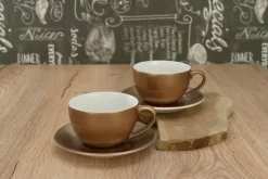 CreaTable Cappucinotassenset Golden Days gold Steinzeug 4 tlg.