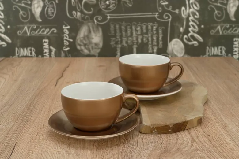 CreaTable Cappucinotassenset Golden Days gold Steinzeug 4 tlg.