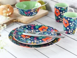 CreaTable Kombiservice Folklore blau Steinzeug 16 tlg.