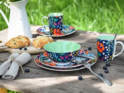 CreaTable Kombiservice Folklore blau Steinzeug 16 tlg.