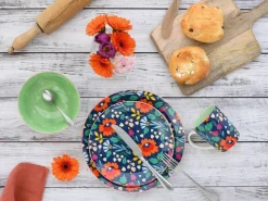 CreaTable Kombiservice Folklore blau Steinzeug 16 tlg.