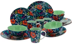 CreaTable Kombiservice Folklore blau Steinzeug 16 tlg.