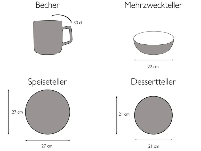 CreaTable Kombiservice Marrakesch multicolor Steinzeug 16 tlg.