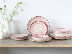 CreaTable Tafelservice Mexico rot Steingut 18 tlg.
