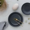 CreaTable Teller-Set Lava Stone schwarz Steinzeug