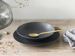 CreaTable Teller-Set Lava Stone schwarz Steinzeug