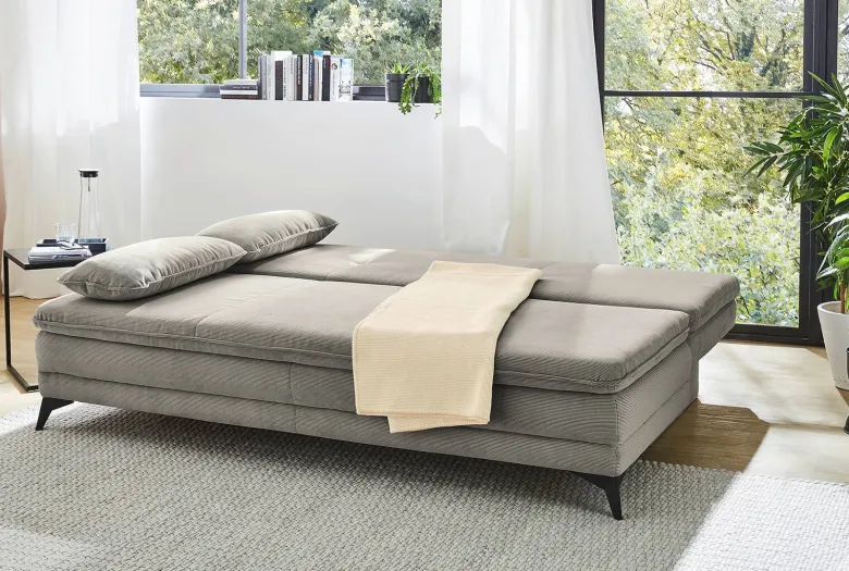Dauerschlafsofa grau Microfaser B/H/T: ca. 202x87x106 cm