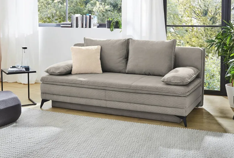 Dauerschlafsofa grau Microfaser B/H/T: ca. 202x87x106 cm