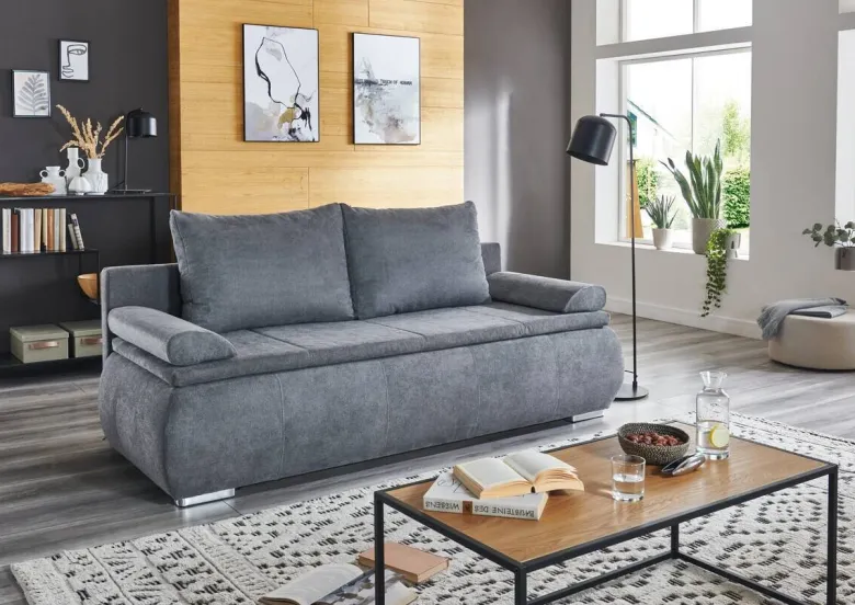 Dauerschlafsofa Lenon grau Microfaser B/H/T: ca. 207x94x90 cm