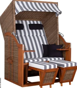 deVries Strandkorb grau Pinie B/H/L: ca. 80x160x120 cm