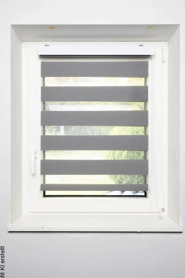 Doppelrollo mit Blende grau B/L: ca. 60x160 cm