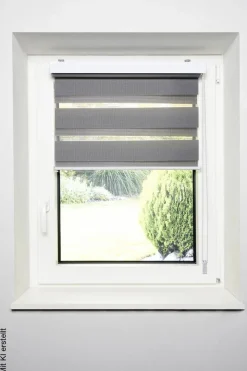Doppelrollo mit Blende grau B/L: ca. 60x160 cm