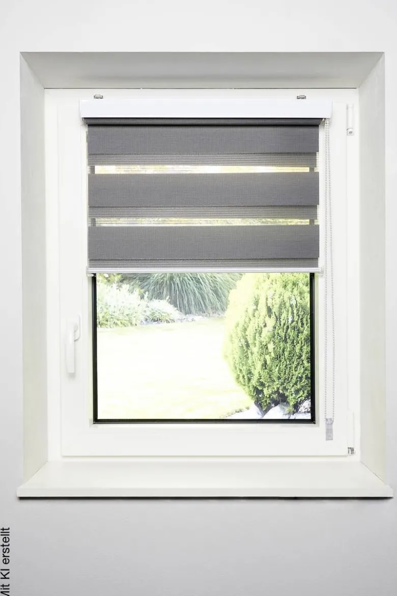 Doppelrollo mit Blende grau B/L: ca. 60x160 cm