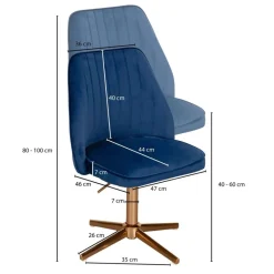 Drehstuhl blau Samt Eisen