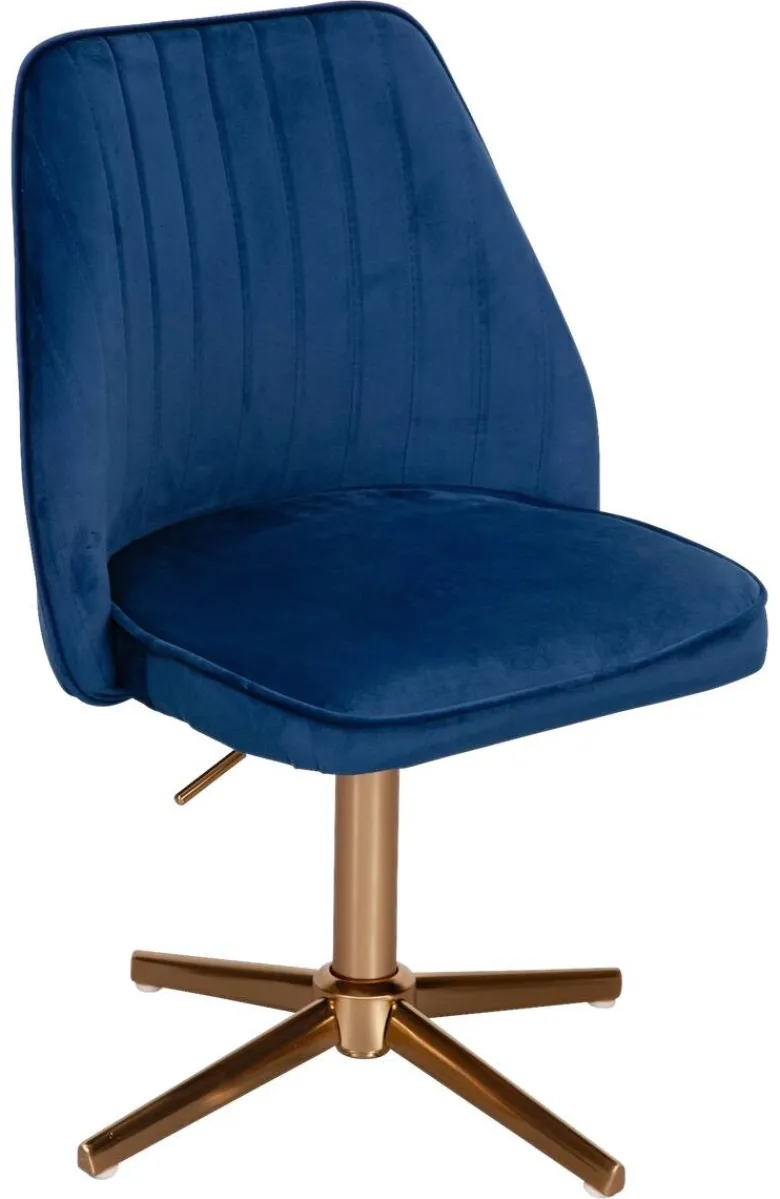 Drehstuhl blau Samt Eisen