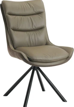 Drehstuhl grau braun Leder Stoff B/H/T: ca. 57x92x69 cm