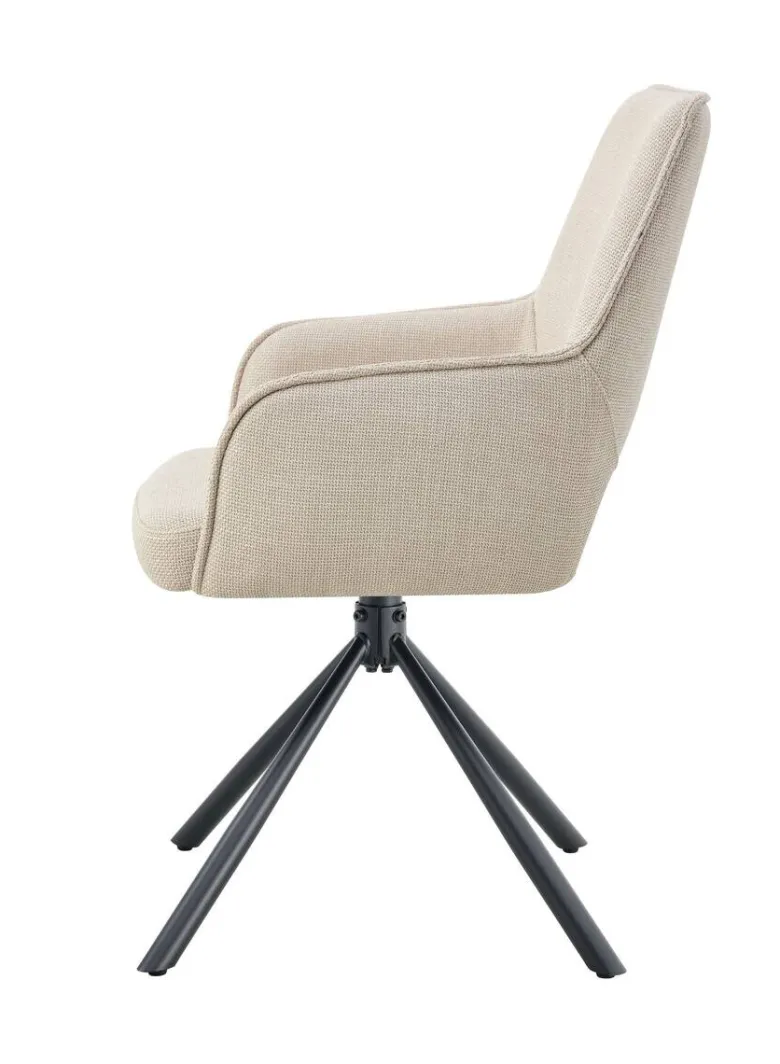 Drehstuhl JANA, 2er Set creme schwarz Webstoff B/H/T: ca. 57x91x64 cm
