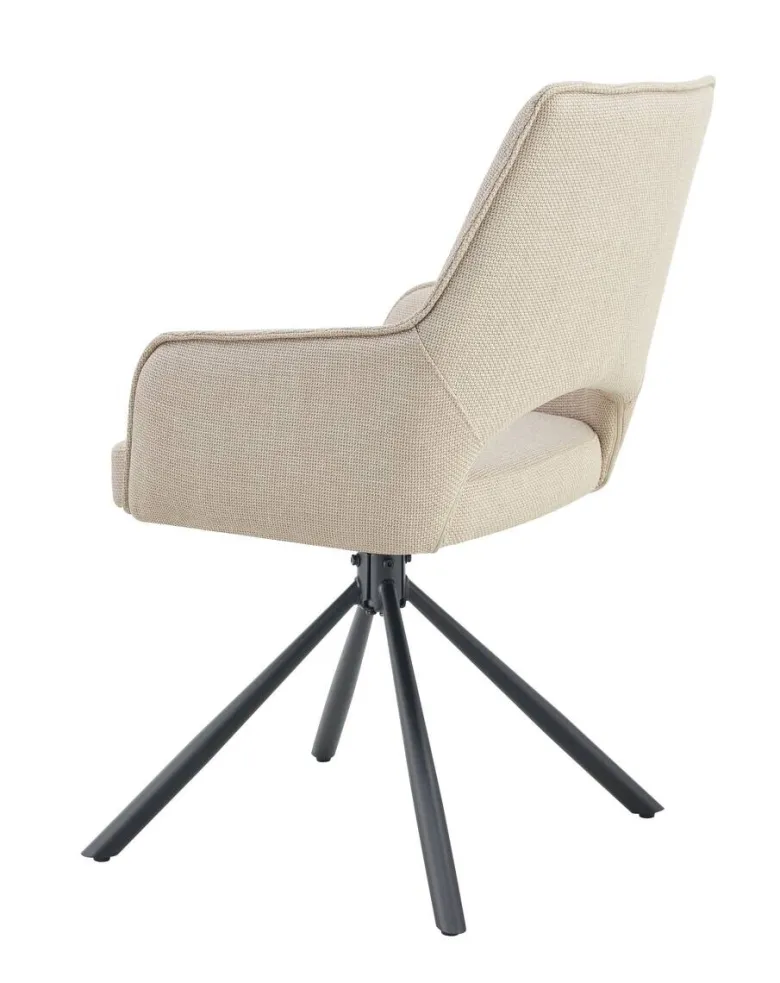 Drehstuhl JANA, 2er Set creme schwarz Webstoff B/H/T: ca. 57x91x64 cm