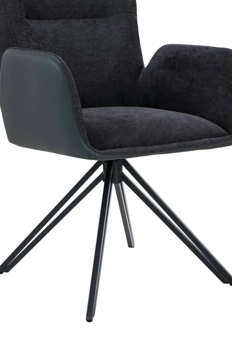 Drehstuhl Milazzo schwarz Kunstleder Webstoff B/H/T: ca. 60x92x68 cm
