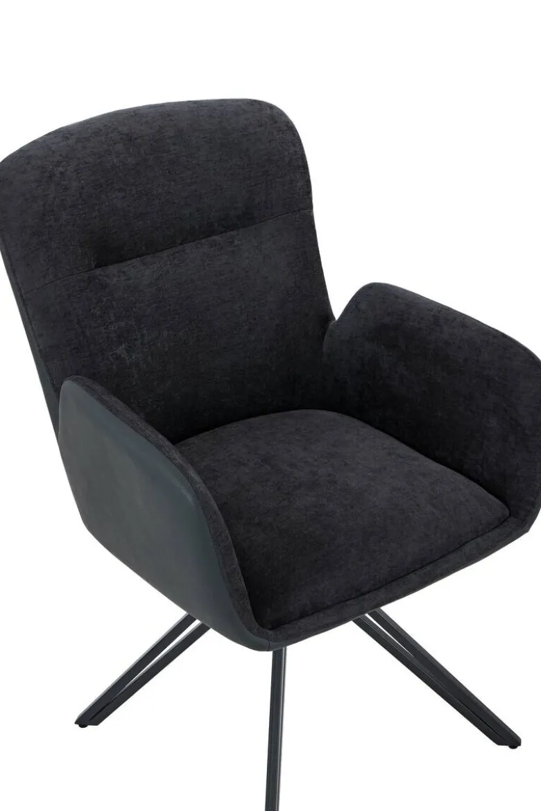 Drehstuhl Milazzo schwarz Kunstleder Webstoff B/H/T: ca. 60x92x68 cm