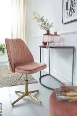 Drehstuhl rosa gold Stoff Eisen