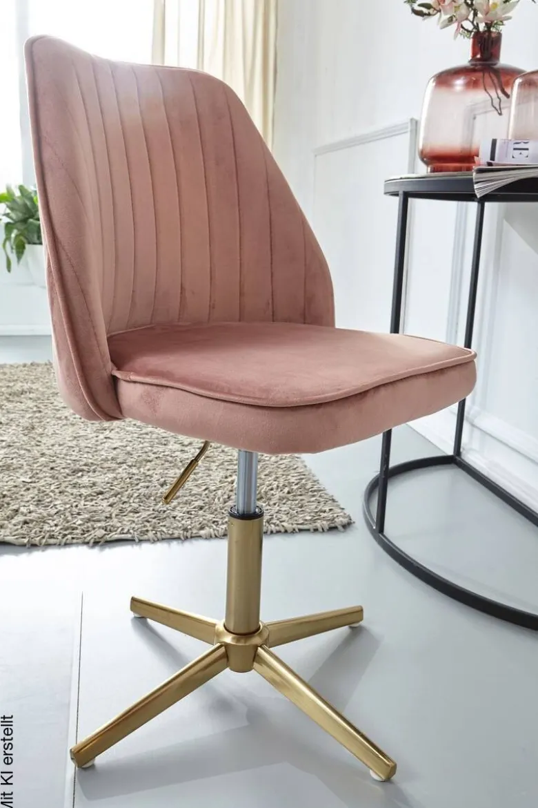 Drehstuhl rosa gold Stoff Eisen