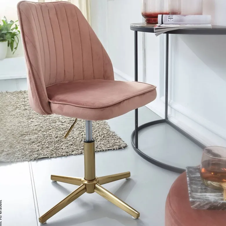 Drehstuhl rosa gold Stoff Eisen