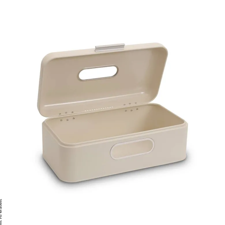 ECHTWERK Brotkasten Retro creme Metall B/H/L: ca. 23,8x17x42,5 cm
