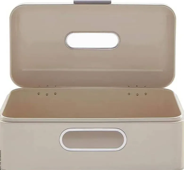 ECHTWERK Brotkasten Retro creme Metall B/H/L: ca. 23,8x17x42,5 cm