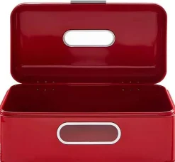 ECHTWERK Brotkasten Retro rot Metall B/H/L: ca. 23,8x17x42,5 cm