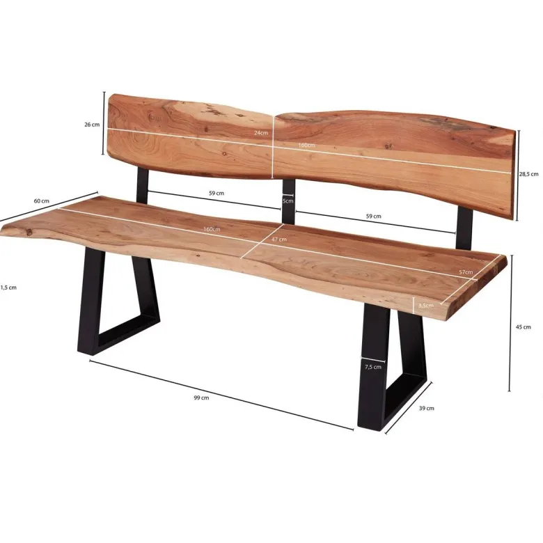 Eckbank natur schwarz B/H/T: ca. 160x85,5x60 cm