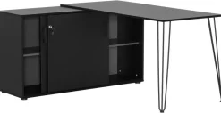 Eckschreibtisch Ekko schwarz matt B/H/T: ca. 129,5x73,8x145 cm