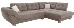 Ecksofa beige Microfaser B/H/T: ca. 346x90x221 cm