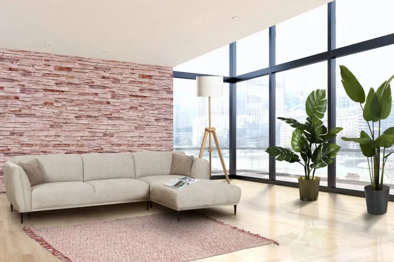 Ecksofa creme Microfaser B/H/T: ca. 293x95x178 cm