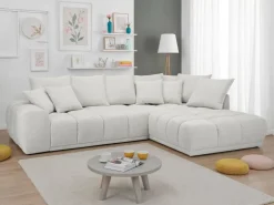 Ecksofa elfenbein Microfaser B/H/T: ca. 312x97x229 cm