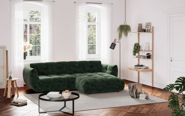 Ecksofa grün Microfaser B/H/T: ca. 280x81x178 cm
